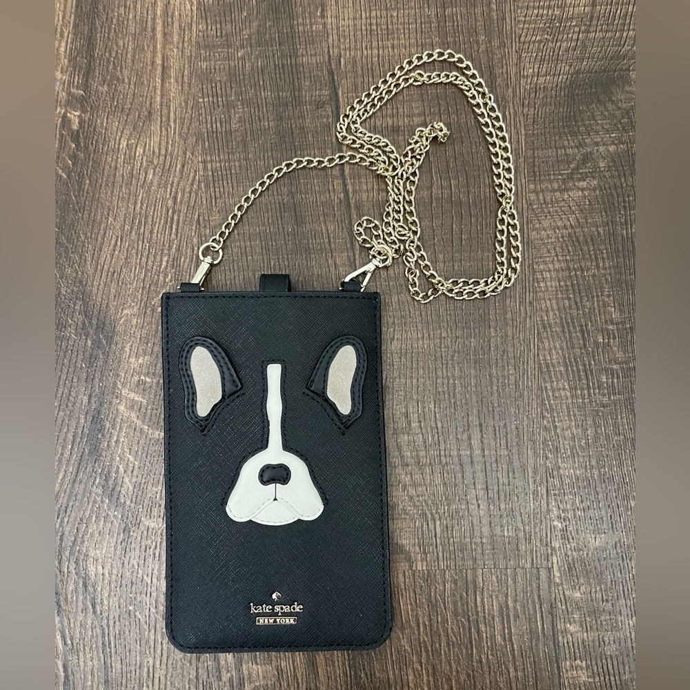 Kate Spade French bulldog Antoine phone crossbody bag